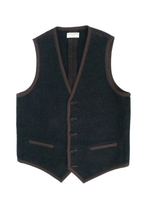 Gilet da uomo nero e marrone, bordato