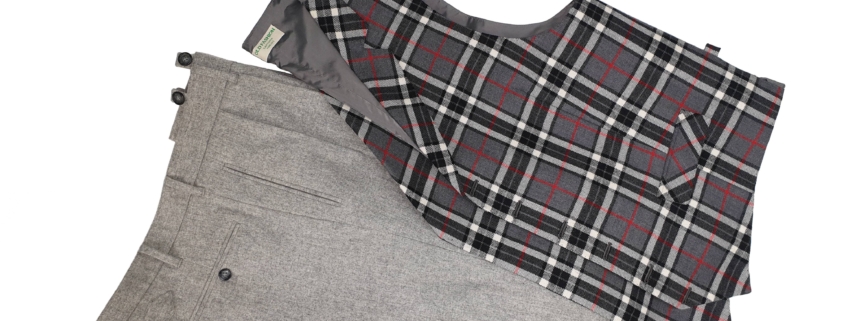 Gilet in tartan grigio con pantaloni in flanella